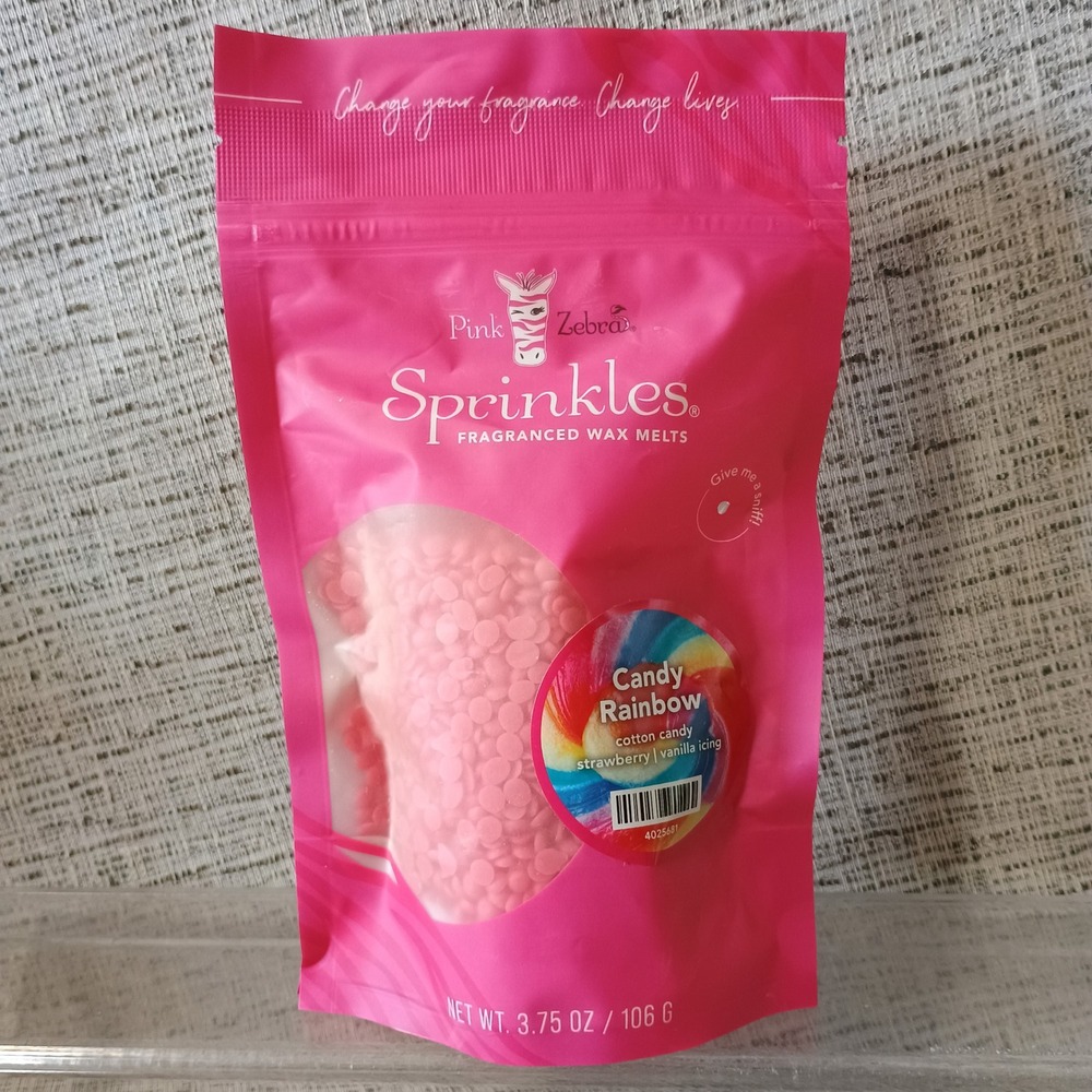 Pink Zebra Sprinkles Candy Rainbow Wax Melts 3.75oz Cotton Candy Strawberry Melt